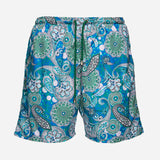 Ανδρικό μαγιό | σε μπλέ βάση με λαχούρι σχεδιασμό και πράσινες λεπτομέρειες