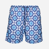 Ανδρικό μαγιό | σε μπλέ λευκές αποχρώσεις με επαναλαμβανόμενο ρετρό σχεδιασμό