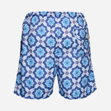 Ανδρικό μαγιό | σε μπλέ λευκές αποχρώσεις με επαναλαμβανόμενο ρετρό σχεδιασμό