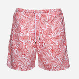 Ανδρικό μαγιό | σε λευκή βάση με κόκκινο λαχούρι σχεδιασμό