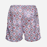 Ανδρικό μαγιό | σε μώβ λευκές αποχρώσεις με επαναλαμβανόμενο ρετρό σχεδιασμό