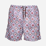 Ανδρικό μαγιό | σε μώβ λευκές αποχρώσεις με επαναλαμβανόμενο ρετρό σχεδιασμό