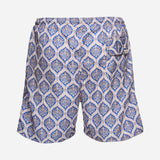 Ανδρικό μαγιό | σε μπλέ και γηίνους τόνους με επαναλαμβανόμενο ρετρό σχεδιασμό