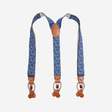 Ανδρικές τιράντες σε μπλέ τόνους με ταμπά δερμάτινη λεπτομέρεια και λαχούρι σχέδιο