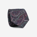 Γραβάτα μεταξωτή φαρδιά σε μπέζ βάση με μπορντό λεπτομέρεια και σχέδιο λαχούρι, σετ με μαντηλάκι