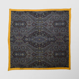 Μαντήλι για το πέτο | 100% λινό σε γήινους τόνους με λαχούρι σχεδιασμό και μουσταρδί περίγραμμα