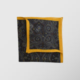 Μαντήλι για το πέτο | 100% λινό σε γήινους τόνους με λαχούρι σχεδιασμό και μουσταρδί περίγραμμα