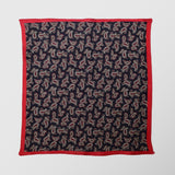 Μαντήλι για το πέτο | 100% λινό δίχρωμο σε σκούρα μπλε βάση με λαχούρι σχεδιασμό και κόκκινη λεπτομέρεια