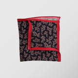 Μαντήλι για το πέτο | 100% λινό δίχρωμο σε σκούρα μπλε βάση με λαχούρι σχεδιασμό και κόκκινη λεπτομέρεια