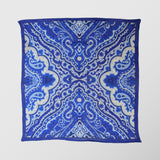 Μαντήλι για το πέτο | 100% λινό δίχρωμο σε μπλε / λευκή βάση με λαχούρι σχεδιασμό