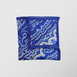 Μαντήλι για το πέτο | 100% λινό δίχρωμο σε μπλε / λευκή βάση με λαχούρι σχεδιασμό