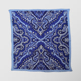 Μαντήλι για το πέτο | 100% λινό σε μπλέ τόνους με λαχούρι σχεδιασμό και σιελ περίγραμμα