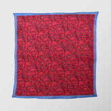 Μαντήλι για το πέτο | 100% λινό σε κόκκινη βάση με λαχούρι σχεδιασμό και σιελ περίγραμμα