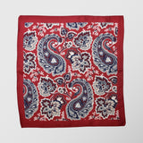 Μαντήλι για το πέτο | 100% μετάξι σε μπορντώ βάση με μπλέ λεπτομέρειες και λαχούρι σχεδιασμό