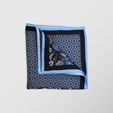 Μαντήλι για το πέτο | 100% μετάξι σε μαύρη βάση με μπλέ ρουά λεπτομέρειες και διπλό σχεδιασμό