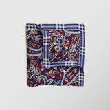 Μαντήλι για το πέτο | 100% μετάξι σε μπλε βάση με κόκκινες λεπτομέρειες και λαχούρι σχεδιασμό