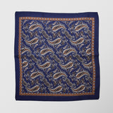 Μαντήλι για το πέτο | 100% μετάξι σε μπλέ βάση με χάλκινες λεπτομέρειες και λαχούρι σχεδιασμό