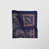 Μαντήλι για το πέτο | 100% μετάξι σε μπλέ βάση με χάλκινες λεπτομέρειες και λαχούρι σχεδιασμό