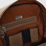 Ανδρική δερμάτινη τσάντα πλάτης | δίχρωμη σε γκρι και ταμπάκο απόχρωση