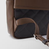 Ανδρική δερμάτινη τσάντα πλάτης | δίχρωμη σε γκρι και ταμπάκο απόχρωση