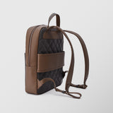 Ανδρική δερμάτινη τσάντα πλάτης | δίχρωμη σε γκρι και ταμπάκο απόχρωση