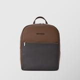 Ανδρική δερμάτινη τσάντα πλάτης | δίχρωμη σε γκρι και ταμπάκο απόχρωση