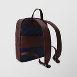 Ανδρική δερμάτινη τσάντα πλάτης | δίχρωμη σε μπλέ καφέ απόχρωση