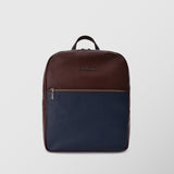 Ανδρική δερμάτινη τσάντα πλάτης | δίχρωμη σε μπλέ καφέ απόχρωση