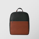 Ανδρική δερμάτινη τσάντα πλάτης | δίχρωμη σε κυπαρισσί / ταμπά απόχρωση