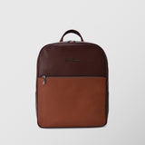 Ανδρική δερμάτινη τσάντα πλάτης | δίχρωμη σε καφέ / ταμπά απόχρωση