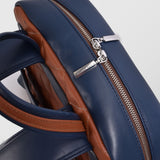 Ανδρική δερμάτινη τσάντα πλάτης | δίχρωμη σε μπλε ταμπά απόχρωση