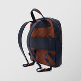 Ανδρική δερμάτινη τσάντα πλάτης | δίχρωμη σε μπλε ταμπά απόχρωση