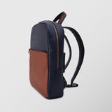 Ανδρική δερμάτινη τσάντα πλάτης | δίχρωμη σε μπλε ταμπά απόχρωση