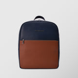 Ανδρική δερμάτινη τσάντα πλάτης | δίχρωμη σε μπλε ταμπά απόχρωση