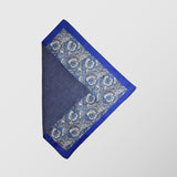 Μαντήλι για το πέτο | διπλής όψης σε μπλέ ρουά και γκρι/μπέζ αποχρώσεις με λαχούρι σχεδιασμό