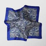 Μαντήλι για το πέτο | διπλής όψης σε μπλέ ρουά και γκρι/μπέζ αποχρώσεις με λαχούρι σχεδιασμό