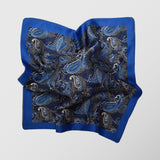 Μαντήλι για το πέτο | διπλής όψης σε μπλε ρουά και γηίνες αποχρώσεις με λαχούρι σχεδιασμό