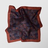 Μαντηλάκι για το πέτο | διπλής όψης με μπλέ βάση, χάλκινες αποχρώσεις και λαχούρι σχεδιασμό