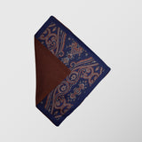 Μαντηλάκι για το πέτο | διπλής όψης σε μπλέ και καφέ απόχρωση με λαχούρι σχεδιασμό