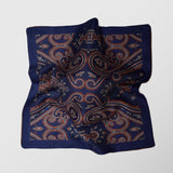 Μαντηλάκι για το πέτο | διπλής όψης σε μπλέ και καφέ απόχρωση με λαχούρι σχεδιασμό