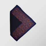 Μαντηλάκι για το πέτο | διπλής όψης σε μπλέ και χάλκινη απόχρωση με φλοράλ σχεδιασμό