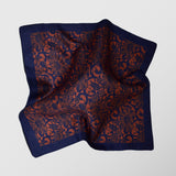 Μαντηλάκι για το πέτο | διπλής όψης σε μπλέ και χάλκινη απόχρωση με φλοράλ σχεδιασμό