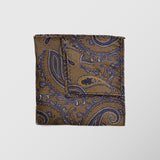 Φαρδιά γραβάτα | σε κίτρινη βάση / μπλέ λεπτομέρειες με λαχούρι σχεδιασμό, σετ με μαντηλάκι