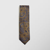 Φαρδιά γραβάτα | σε κίτρινη βάση / μπλέ λεπτομέρειες με λαχούρι σχεδιασμό, σετ με μαντηλάκι