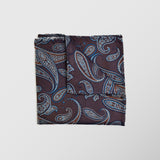 Φαρδιά γραβάτα | 100% μεταξωτή σε μπλέ / γήινες αποχρώσεις με λαχούρι σχεδιασμό, σετ με μαντηλάκι