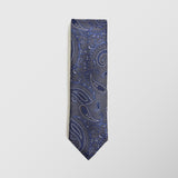 Φαρδιά γραβάτα | σε γκρι βάση με λαχούρι σχεδιασμό, σετ με μαντηλάκι