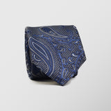 Φαρδιά γραβάτα | σε γκρι βάση με λαχούρι σχεδιασμό, σετ με μαντηλάκι