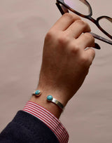 ΧΕΙΡΟΠΟΙΗΤΟ ΑΣΗΜΕΝΙΟ 925 ΒΡΑΧΙΟΛΙ ΧΕΙΡΟΠΕΔΑ ΜΕ ΜΠΛΕ/ΣΙΕΛ ΛΙΘΟΥΣ