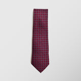 Φαρδιά γραβάτα | μεταξωτή σε μπορντό βάση με μικρό ρετρό σχεδιασμό σε γκρί απόχρωση σετ με μαντηλάκι