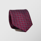 Φαρδιά γραβάτα | μεταξωτή σε μπορντό βάση με μικρό ρετρό σχεδιασμό σε γκρί απόχρωση σετ με μαντηλάκι